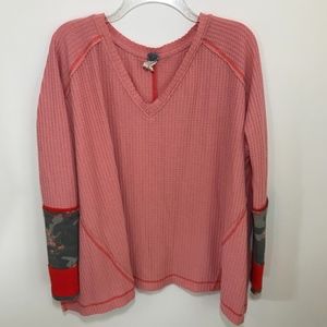 We The Free Peach Oversized Thermal Shirt